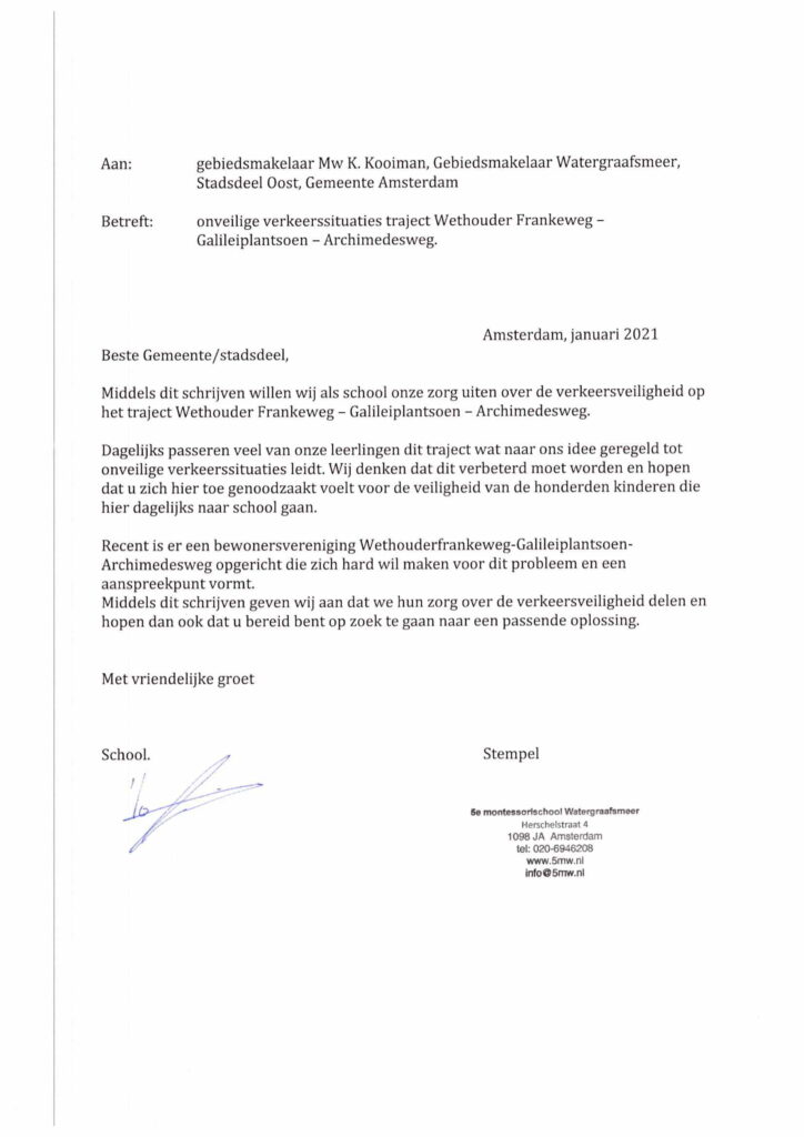 Brief Vijfde Montessori School